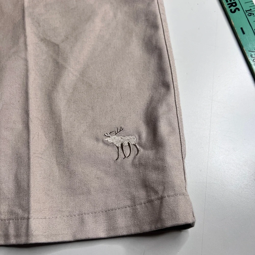 Abercrombie & Fitch Mens‎ Khaki Chino Shorts Size 34 Tan Cotton Twill Moose Logo